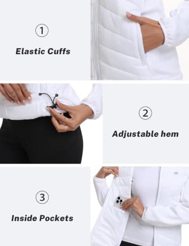 MoFiz Womens Jackets Lightweight Quilted Hybrid Puffer Jackets White US L — view 4