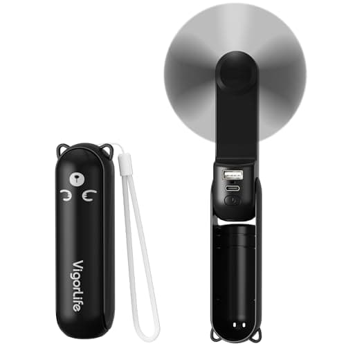 Morelax Portable Handheld Fan Mini Folding USB Rechargeable Black