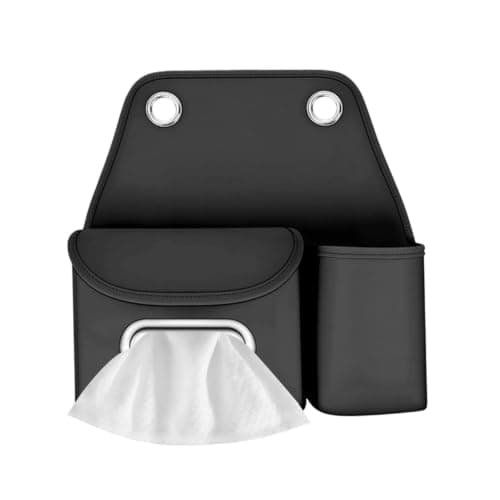 Back Of Seat Car Organizer with Tissue Box Cup Holder Auto Headrest Storage
