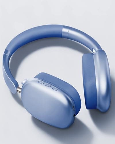 Wentronic Y01 Wireless Over Ear Headphones, Noise Canceling Bluetooth 5.3 Headphones with Microphones,Hi-Res Audio,48H Playtime,Foldable,Breathable Soft Earpads for iOS/Android/Samsung/PC-Blue — view 2