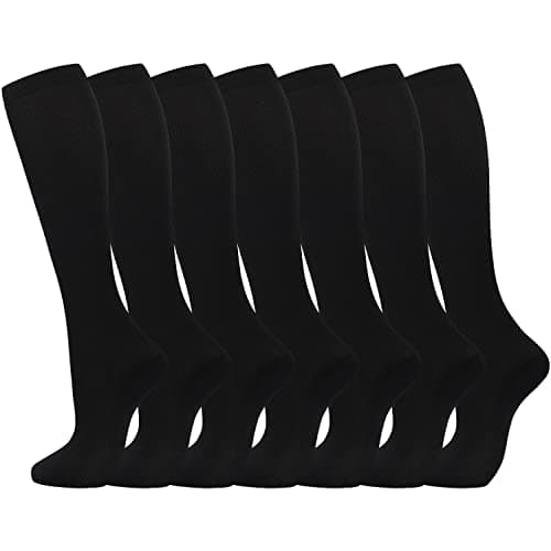 Odtmger Compression Socks(7 Pair for Women & Men Circulation 20-30mmhg Knee High Sock is Best Support for Athletic Running,Cycling