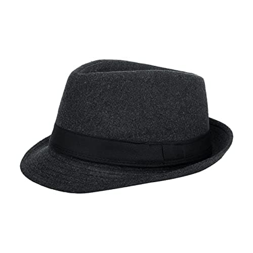 Men Fedora Trilby Hat Panama Hat Elegant Winter Bowler Hats Classic Short Brim Jazz Cap Vintage Style Warm Autumn Winter Gentleman Homburg Party Gangster Cap for Travel Beach Party Outdoor Dark Grey