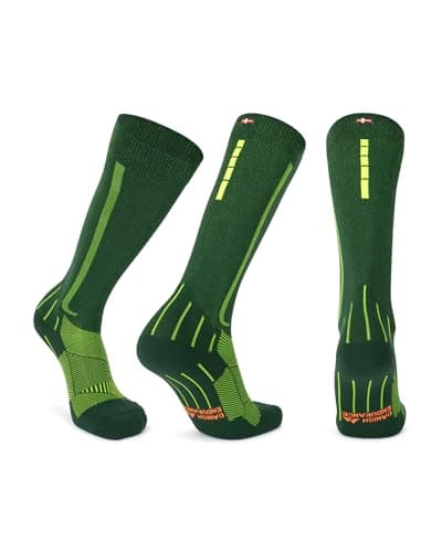 DANISH ENDURANCE Running Compression Socks, Flight Socks, 21-26mmHg, for Men & Women, Unisex, 1&2 pack, Green/Yellow,9-12