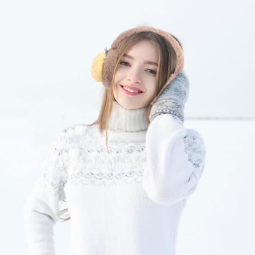 PACKOVE Yellow Plush Earmuffs for Women, Cute Winter Ear Warmers — view 6