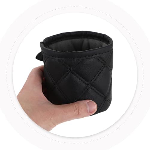 DEARMAMY Car Air Vent Storage Bag for Pens and Mini Wallets, Black Pu Faux Leather with Multiple Compartments, Space Saving and Securely Clips to Vent, for Car and Travel Organizing — view 4