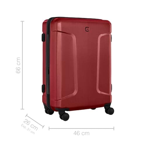 Wenger Legacy Hard-Shell Suitcase M, 66/79 l Expandable, TSA Lock, Red — view 2