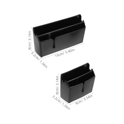 POPETPOP 2 Pcs Car Storage Organizer Box with Carbon Fiber Pvc Material Large Capacity Car Phone Holder and Receipt Holder Space-saving Installation Travel Use — view 2