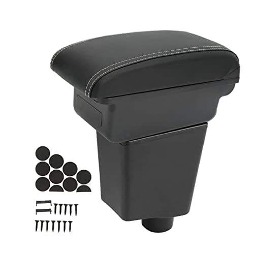 Car Center Console Box, Quiet Closing USB Ports Storage Organizer with Artificial Leather for Armrest Box Daily Commute Road Trip Family Use