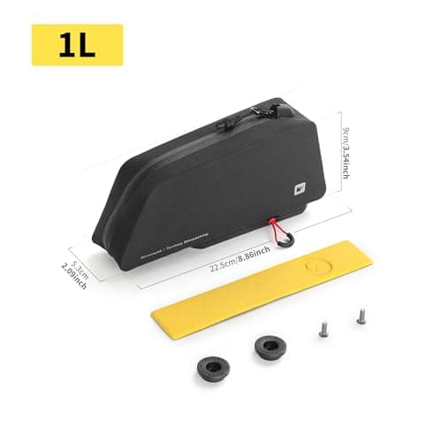 Rhinowalk Bike Top Tube Bag Bike Frame Bag 1L Fully Waterproof and Stable Quick Release Bicycle Frame Bag Bicycle Bag Professional Cycling Accessories for Mountain Road Bike-Black — view 2