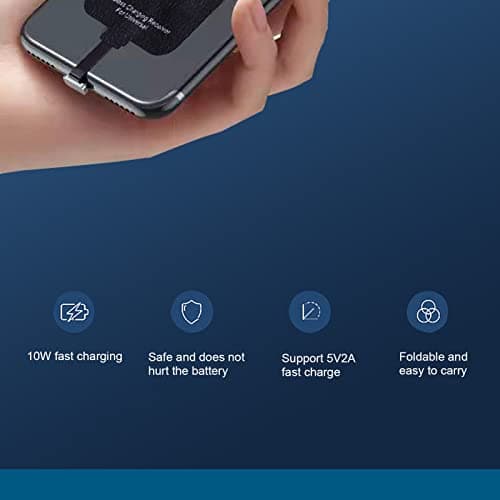 10W Wireless Charging Receiver, Type C Wireless Charger Adapter Chip for Mobile Phones, Foldable Plug & Leather Metal Guard, 85%+ Efficiency, Plug and Play — view 2