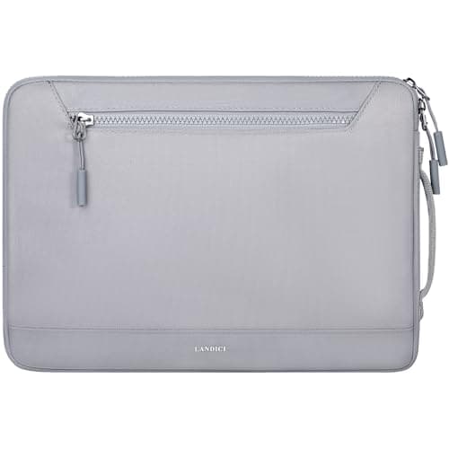 LANDICI 360°Protective Laptop Sleeve Case 15.6 16 Inch for MacBook Pro M3/M4 16, 15.6” HP Acer Lenovo Dell Asus Laptop, Waterproof Slim Computer Bag Cover with Handle, Gray