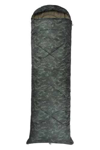 Mountain Warehouse Apex 250 Square Sleeping Bag - Durable, Insulated, Lightweight, Warm & Comfortable Bag wit Carry Bag - For Spring Summer Hiking & Camping Dark Khaki One Size