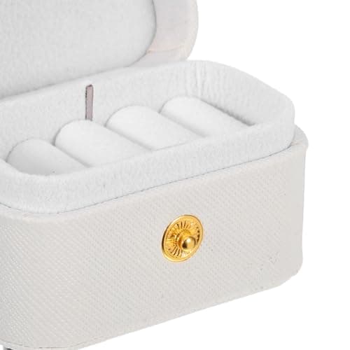 Veemoon 2pcs Mini Ring Box Proposal Box Engagement Ring Case White Pu Fleece Multi-slot Safe Storage Scratch Resistance for Wedding Bands, Necklaces, Brides, Proposal and Anniversaries — view 3