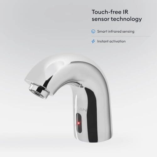 Sloan SF-2100 Sensor Activated Touch-Free Faucet, Commercial Grade w/Mounting Hardware - 0.5 GPM Plug Adapter Hardwired Deck-Mounted Low Body with 4" Trim Plate, Polished Chrome Finish, 3362103 — view 6