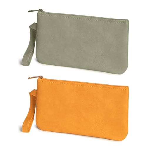 Small Makeup Bag for Purse PU Leather Mini Cosmetic Bags Waterproof Zipper Handbag Travel Make up Pouch with Compartments Versatile Storage Pouches (2 PCS)
