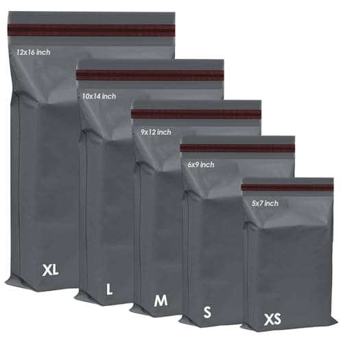 125 Assorted Mixed Grey Mailing Poly Postal Self Seal Bags 5 Sizes 25 from Each iSOUL Extra Small to Large Postage Packaging Assorted Mailers Posting Shipping Post Parcels Package Bags