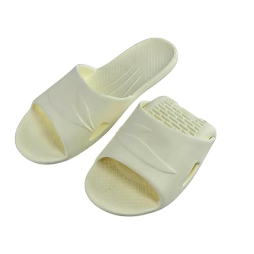 EQLEF Hotel Slippers, Plastic Portable Travel Slippers Anti-slip Foldable Shower Slipper for Hotel Bathroom Spa (Beige, UK Footwear Size System, Adult, Women, Numeric, Medium, 4.5)