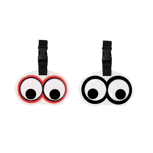 Weenwill Luggage Tags for Travel Suitcase,2 Pcs Funny Cute Cartoon Wiggle Eyes Luggage Tags with Elastic Band PVC Suitcase Labels Baggage Name Labels Travel Accessories for Kids Women Men Girls Boys