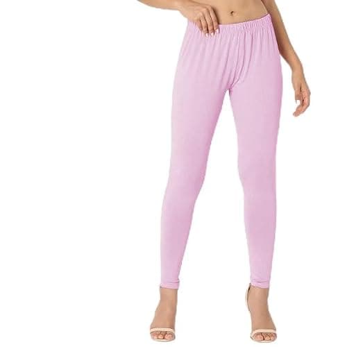 BODYWEAR LTD Womens Leggings Plain Stretchy Soft Leggings with Elasticated Waist Comfortable Plain Bottoms for Sports, Exercise, Active, Casual Wear Baby Pink, M-L