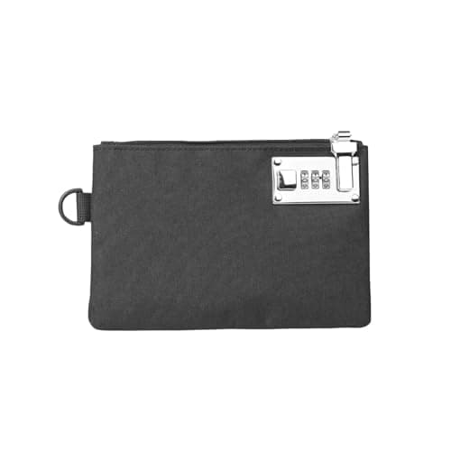 COZERI Lockable Money Wallet Bag - Anti-theft Security Travel Business Trip Hidden Bag Men Women, Portable 3-Digit Lockable Metal Combination Lock Money Pouth for Cash/Passports/Jewelry/Card/Document