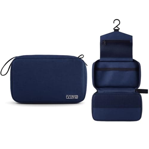 Yuexitech Hanging Wash Bag, Hanging Toiletry Bags for Women, Foldable Toiletry Bag Organizer for Men and Women Travel Size Accessories Navy Blue