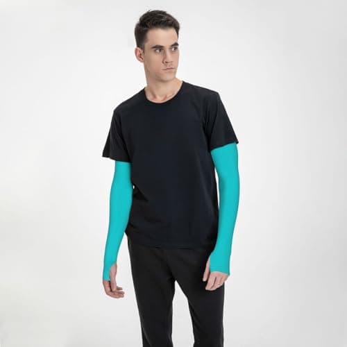 ZSUUGJ Teal Turquoise Uv Protection Cooling Arm Sleeves For Men & Women – Lightweight, Breathable Compression Arm Covers For Running, Cycling, Golf & Outdoor Activities — view 5