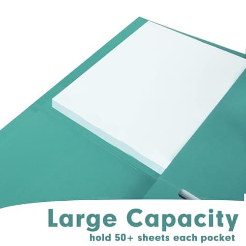 Two Pocket Folders, RAZCC 50 Pack 2 Pocket Folders Fit Letter Size Paper, Paper Folders with Pockets for School Office Business Home (Turquoise) — view 5
