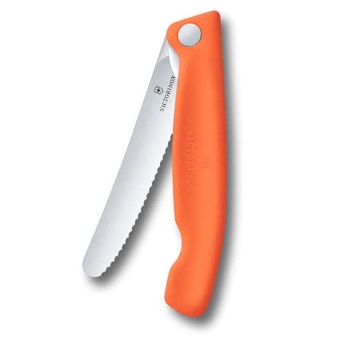 Victorinox Swiss Classic Folding Picnic Knife, 11cm Serrated Blade, Orange