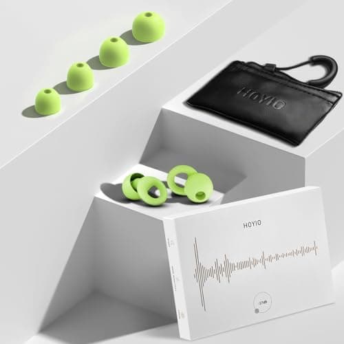 HOYIO Ear Plugs for Noise Reduction–Super Soft, Reusable Hearing Protection in Flexible Silicone for Sleep, Noise Sensitivity & Flights-8 Ear Tips in XS/S/M/L–27dB Noise Cancelling–Light Green — view 6