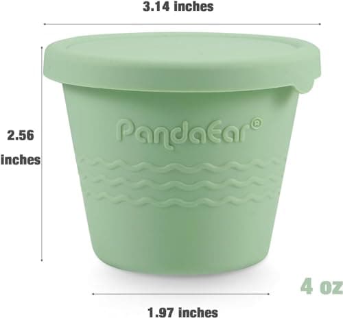PandaEar 6 Pack Silicone Baby Food Storage Containers (4oz), Reusable Weaning Pots with Lids, Leakproof Small Tubs for Infants, Freezer & Microwave Safe, Dishwasher Friendly, BPA Free (Pastel Colours) — view 3