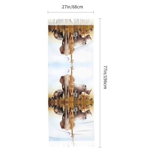 LGHHGY Fringed Scarf for Women – Warm Animal Safari Print Shawl – Perfect for Fall and Winter, Fashionable Travel Accessory — view 5