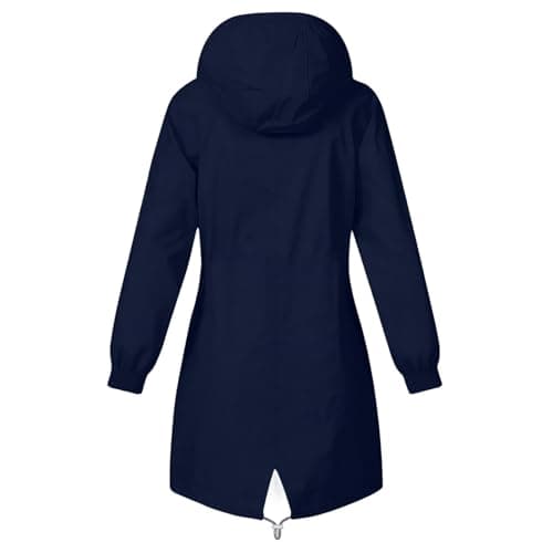Women's Rain Jacket Lightweight Hooded Long Rain Coat Full Zipper Waterproof Jacket Ladies Packable Functional Jacket Windbreaker Breathable Active Outdoor Coats — view 5