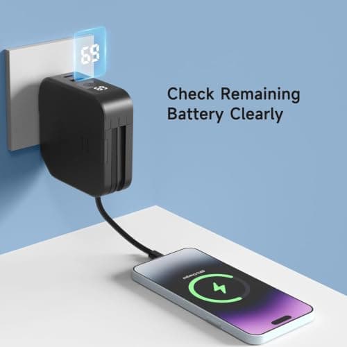 5-In-1 Travel Charger With Magsafe Power Bank Built-In Usb C Cables,Watch Charger for Apple Watch,10000mah &European Portable Charger,Compatible W/Iphone,Ipad,Samsung — view 6