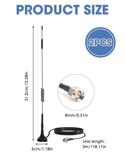 2Pack 4g Lte Antenna SMA Aerial 7dBi, Wifi Antenna Magnetic Base 3m Cable — view 2