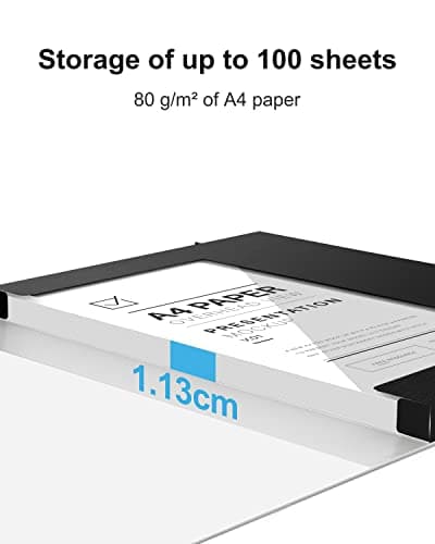 JiaWei Folders for Paperwork A4, Pack of 12 File Folder, 11mm Spine, Made of 350 g/㎡ Strong Cardboard with 3 Flaps & Elastic Strap, Document Organiser - Black — view 4