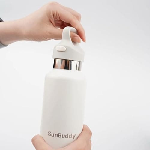 Insulated Stainless Steel Water Bottle 600ml, Double-Walled Vacuum Flask, Keeps Drinks Cold 24hrs & Hot 12hrs, BPA-Free Leakproof Travel Bottle with Lockable Lid – Cream – SunBuddy — view 2