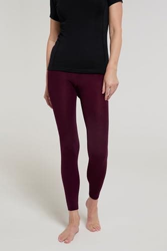 Mountain Warehouse Isotherm Womens Brushed Leggings - Lightweight Ladies Tights, Breathable, Thermal Underwear, Warm - Best for Skiing, Snowboarding Burgundy M — view 2