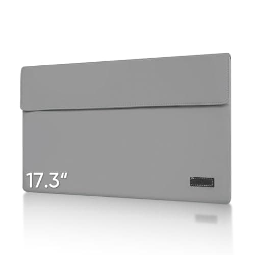 ARZOPA 17.3" Portable Monitor Sleeve Bag PU Leather Storage Case for Travel Monitor Laptop, Waterproof Material, Bottom Layer Material, Soft Lining, Can Be Rolled Up For Storage, Easy To Carry (Grey)