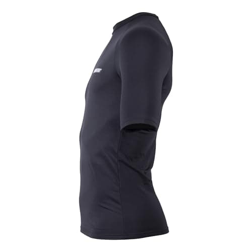 Two Bare Feet Adults Thermal Fleece Lined Rash Vest Short Sleeve - UV Protection Surf Base Layer, Wetsuit Swimming Tops for Surfing (UK, Alpha, M, Regular, Regular, Black, Crew Neck) — view 3