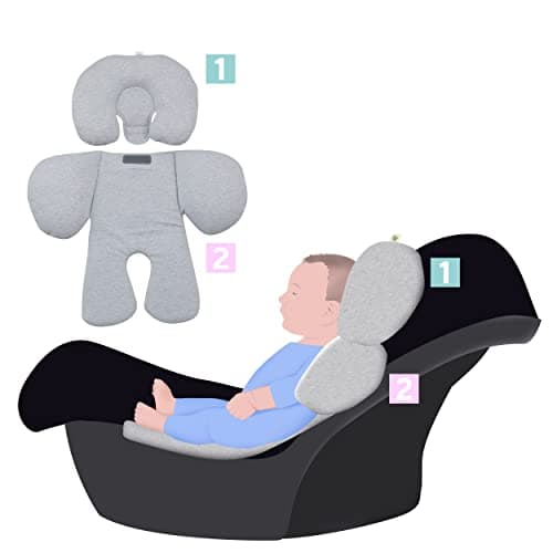 JYOKO Kids Universal Baby Reducer 2 Pieces Made Of Organic Cotton For Pram And Group 0 Car Seat Made In Barcelona – Head And Body Support – Black Series — view 2