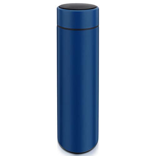 QiCheng&LYS 500ML Travel Mug, Flask with Temperature Display Vacuum Cup with Flask 304 Stainless Steel,Insulation Cup, Double Walled Vacuum for Heat and Cold Water (Blue)