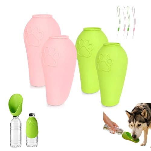 4 Pcs Dog Water Bottle Adapter, Silicone Leakproof Foldable Drinking Cap
