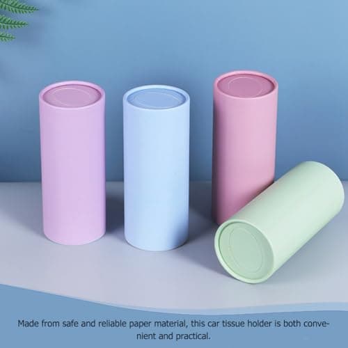 BUGUUYO 4Pcs Car Tissue Holder Cylinder Set, Refillable Car Paper Towel Box with Cup Holder Design, Portable Napkin Dispenser for Travel and Vehicle Use — view 4