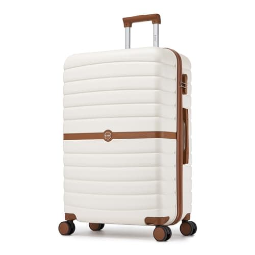 Kono Large Hard Shell Suitcase, Lightweight ABS+PC Checked Luggage, White