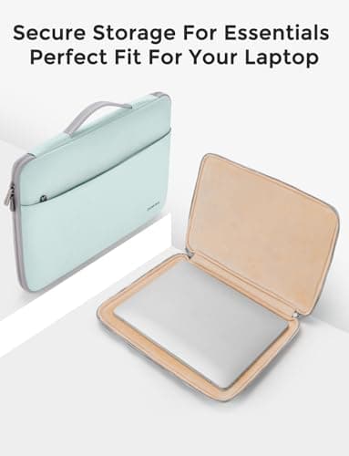 DOMISO 17 inch Laptop Sleeve Protective Case Cover Compatible with 17-17.3 inch HP Dell ASUS Lenovo Chromebook,Waterproof Computer Cases Bag with Handle,Mint Green — view 5
