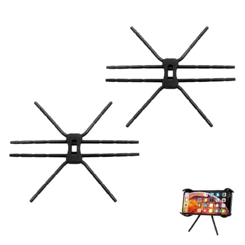 2Pcs Black Bendable Spider Phone Holders, PU Coated Steel Wire Universal Flexible Car Smartphone Mount Stands