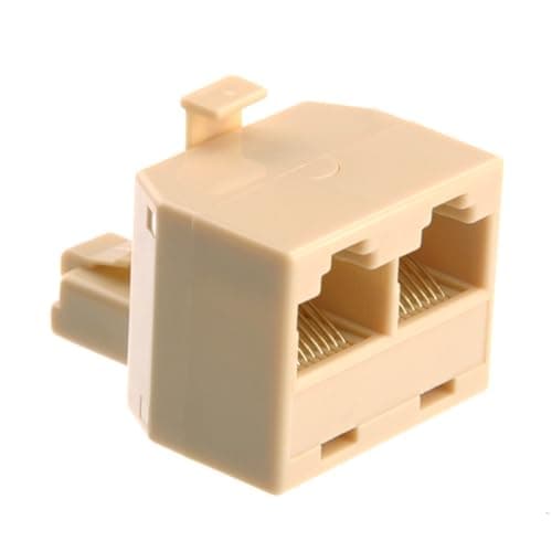 VALICLUD Pin Male to Dual Female Ethernet Network Cable Extension Coupler Connector Beige Multi-plug Adapter for Sharing High-speed Dsl and Cable Modem Ports