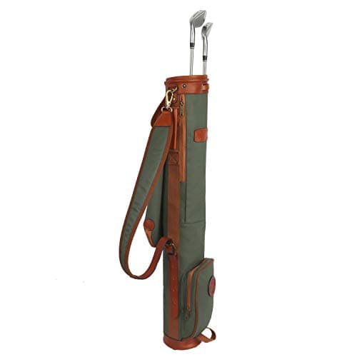 TOURBON Waterproof Canvas Course Training Practice Golf Club Carry Bag Travel Case With Soft Padded Shoulder Strap (Golf Bag TB904CA-Green) — view 3