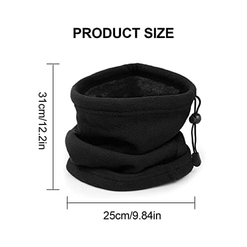 MIVAIUN Winter Neck Warmer Snood Warmer Gaiter Beanie Hat Neck Warmer Arctic Fleece Lining Plush Scarf Windproof and Warm For Winter Outdoor Warmth Cycling Skiing Mens Womens (Black) — view 3