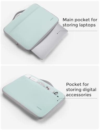 DOMISO 17 inch Laptop Sleeve Protective Case Cover Compatible with 17-17.3 inch HP Dell ASUS Lenovo Chromebook,Waterproof Computer Cases Bag with Handle,Mint Green — view 3